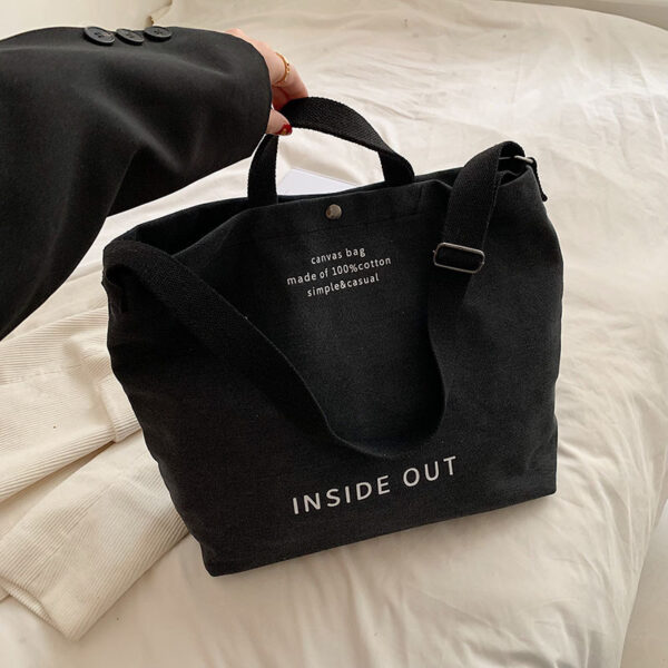 Large-capacity Canvas Bags Women Casual Fashion Totes Alphabet Print Shoulder Bag With Adjustable Strap Retro Handbag For Shopping - Image 5