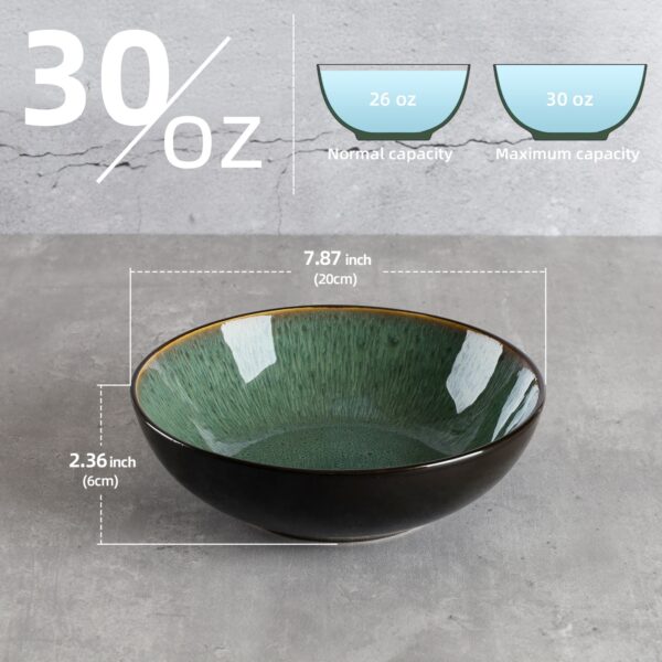 Creative Western  Kiln Change Peacock Green Bowl 30oz Bowl Set Of 4 For Cereal, Salad, Pasta, Soup, Dessert, Serving Dishwasher, Microwave And Oven - Image 3