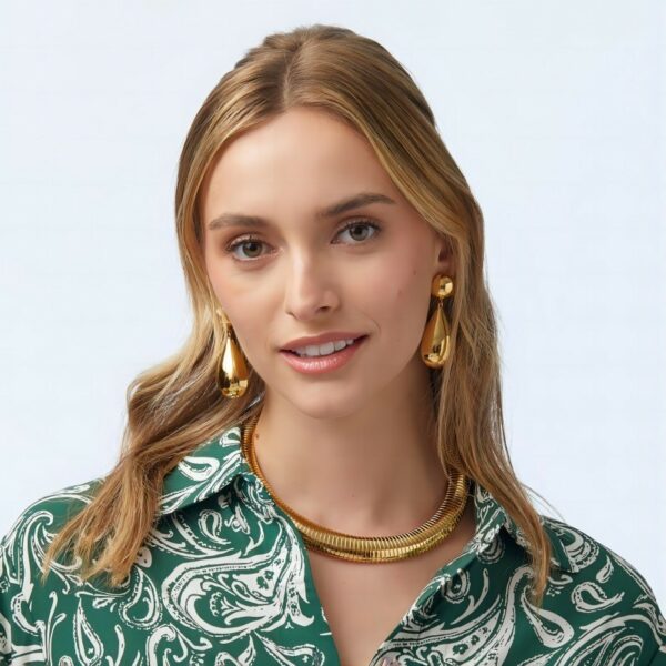18K Gold Stainless Steel Dropper Earrings Eardrops - Image 5