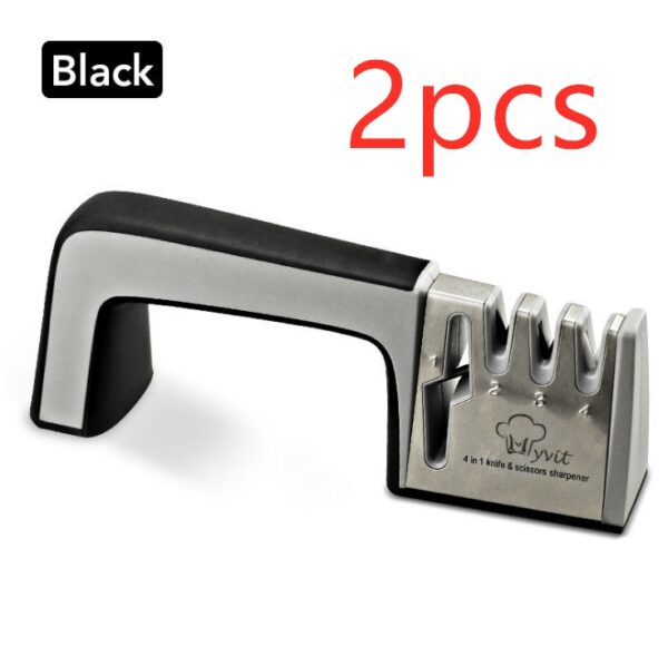 A Four-in-one Family Uses A Sharpener To Sharpen A Kitchen Knife - Image 7