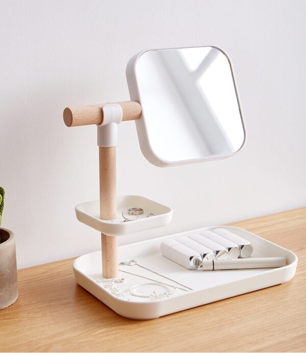 Desktop Cosmetics Storage Box Makeup Brush Lipstick Mask Skin Care Products With Mirror Dressing Table Finishing Rack - Image 3