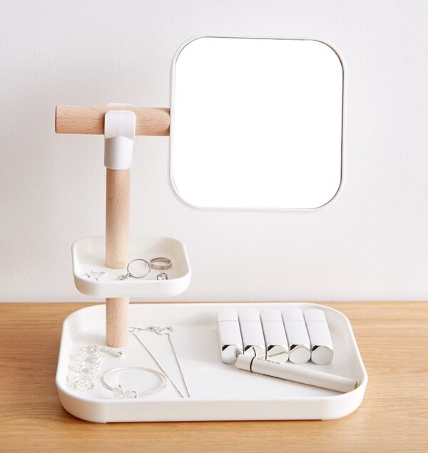 Desktop Cosmetics Storage Box Makeup Brush Lipstick Mask Skin Care Products With Mirror Dressing Table Finishing Rack - Image 2