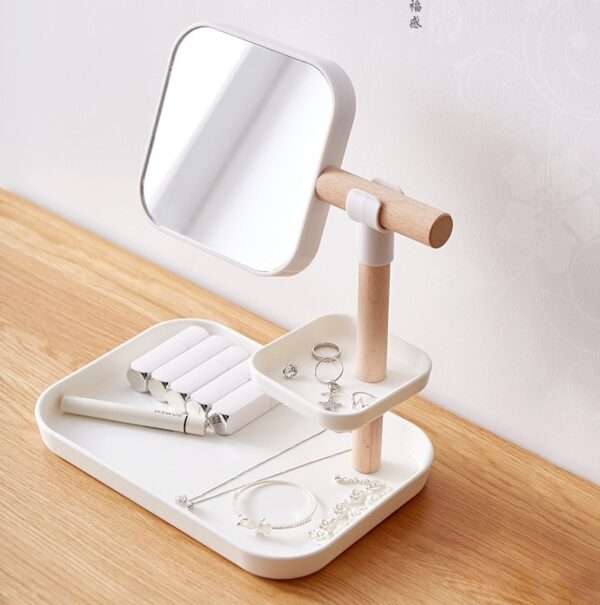 Desktop Cosmetics Storage Box Makeup Brush Lipstick Mask Skin Care Products With Mirror Dressing Table Finishing Rack - Image 5