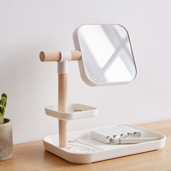 Desktop Cosmetics Storage Box Makeup Brush Lipstick Mask Skin Care Products With Mirror Dressing Table Finishing Rack - Image 4