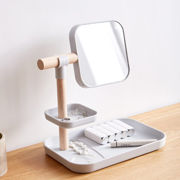 Desktop Cosmetics Storage Box Makeup Brush Lipstick Mask Skin Care Products With Mirror Dressing Table Finishing Rack - Image 6