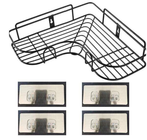 Punch-free Wall Bathroom Storage Rack Kitchen Corner Shelf Household Tripod - Image 3