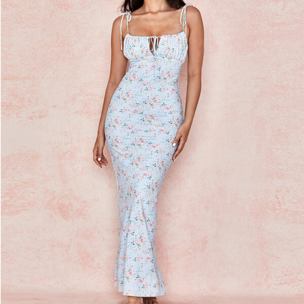 Summer Floral Print Dress Women Sexy Party Long Dresses Puff Short Sleeve - Image 2