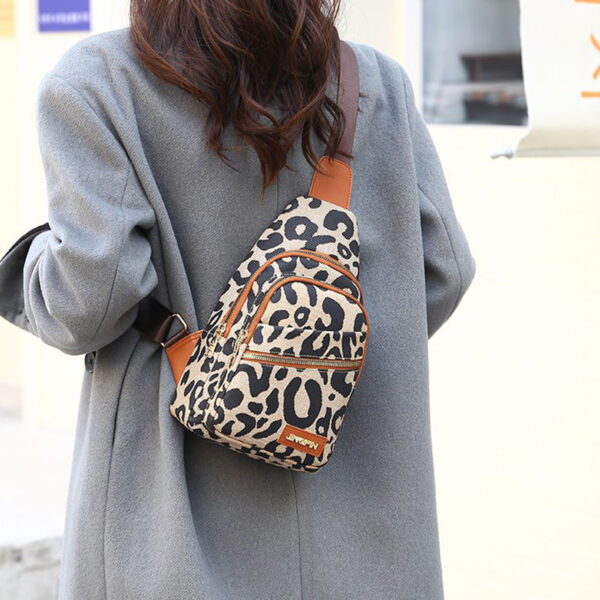 Leopard Print Sling Chest Bag With Headphone Jack Crossbody Backpack Shoulder Bag Women - Image 10