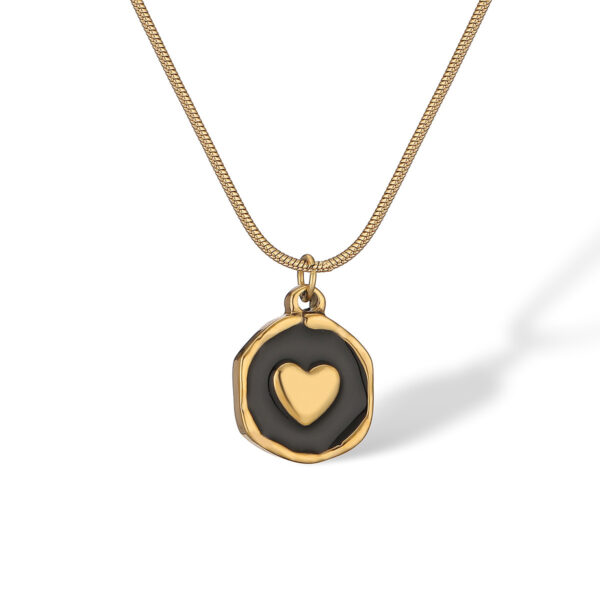 Fashion Retro Oil Dripping Heart Geometric Pendant Necklace - Image 5