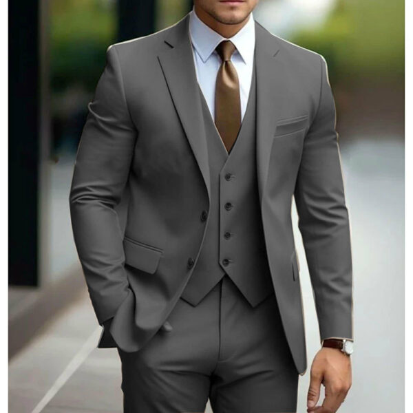 Business Casual Men's Three-piece Suit For Bridegroom Men's Wedding - Image 3
