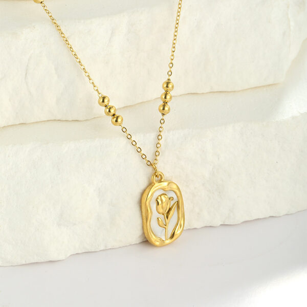 Simple Rose White Shell Pendant Necklace For Women - Image 6