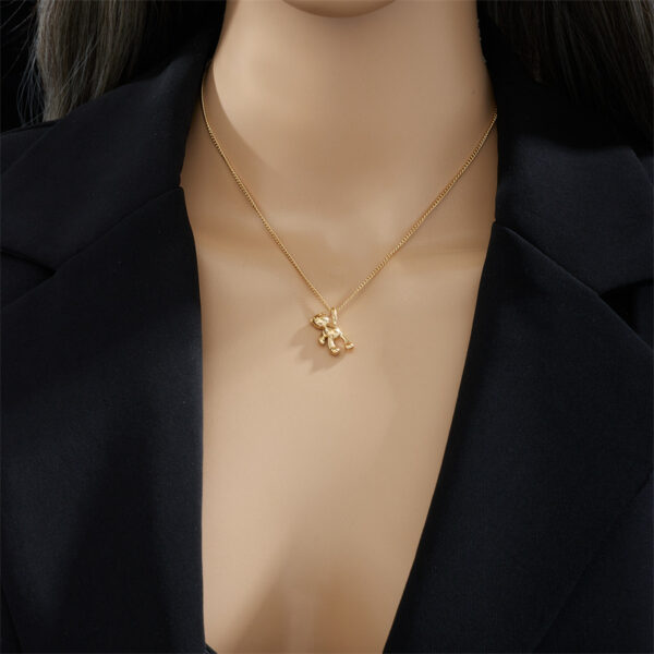 Cute Cartoon Three-dimensional Bear Necklace Titanium Dteel Chain Versatile Pendant Necklace - Image 3