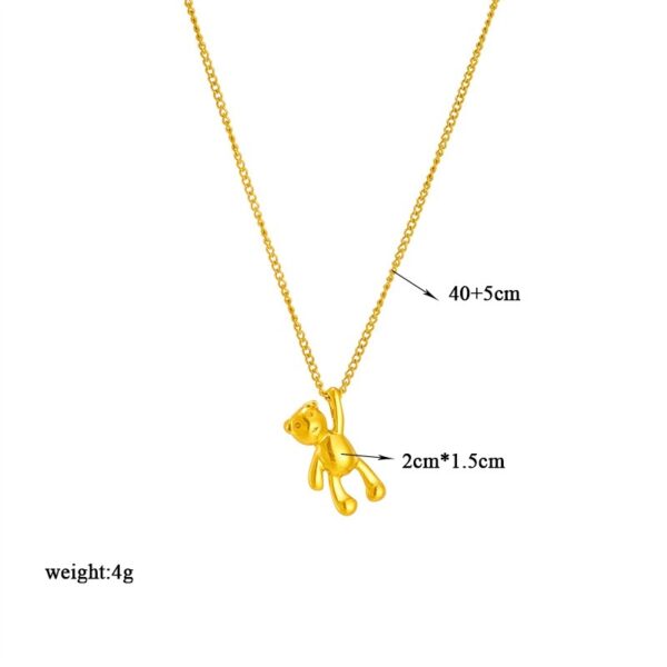 Cute Cartoon Three-dimensional Bear Necklace Titanium Dteel Chain Versatile Pendant Necklace - Image 2
