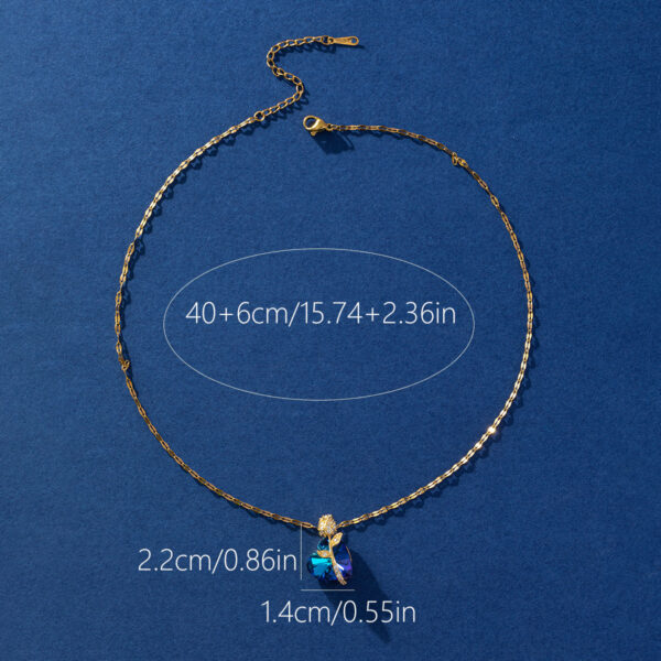 Women's Fashion Sapphire Heart Pendant Necklace - Image 7