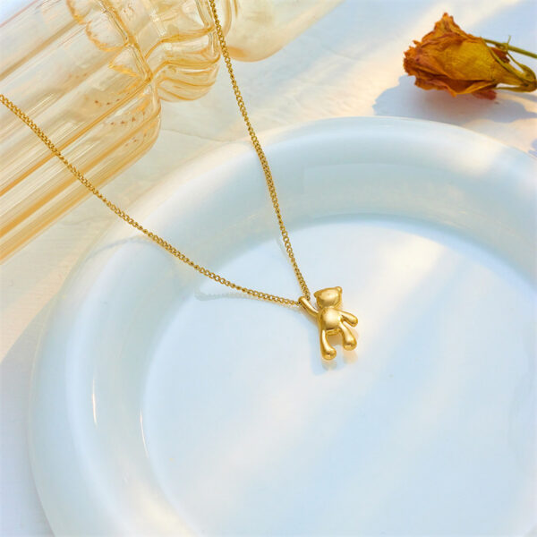 Cute Cartoon Three-dimensional Bear Necklace Titanium Dteel Chain Versatile Pendant Necklace - Image 5
