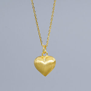 S925 Sterling Silver Brushed Frosted Heart Pendant Necklace