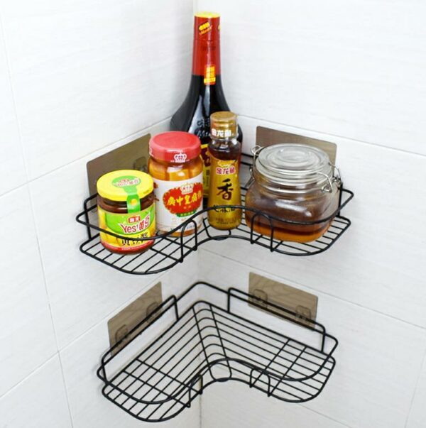 Punch-free Wall Bathroom Storage Rack Kitchen Corner Shelf Household Tripod - Image 10