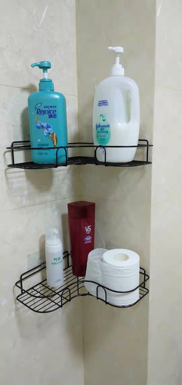Punch-free Wall Bathroom Storage Rack Kitchen Corner Shelf Household Tripod - Image 2