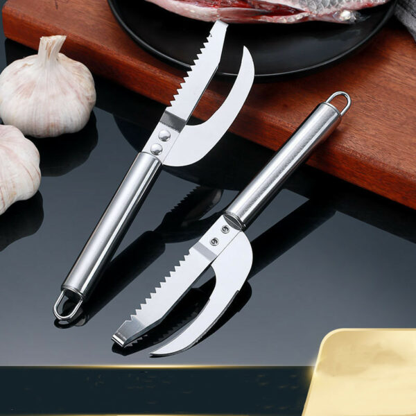 Kitchen 3 In 1 Stainless Steel Scale Planer Fish Scraper Fish Multi-Function Fish Scraper Scale Tool Fish Maw Knife - Image 3