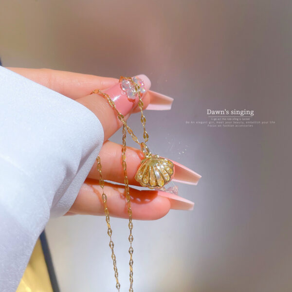 A Necklace Full Of Diamond Microencrusted Zircon Wisps Empty Shell Pearls - Image 6