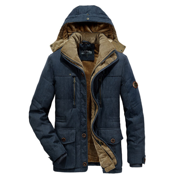 Plus Size Men's Cotton-padded Coat Multi-pocket Fleece-lined Thickened - Image 2