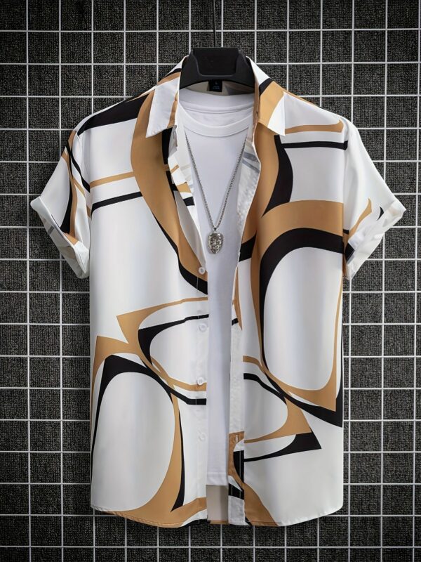 Beach Surfing European And American Foreign Trade 3D Digital Geometry Hawaii Printing Men Short Sleeve - Image 3