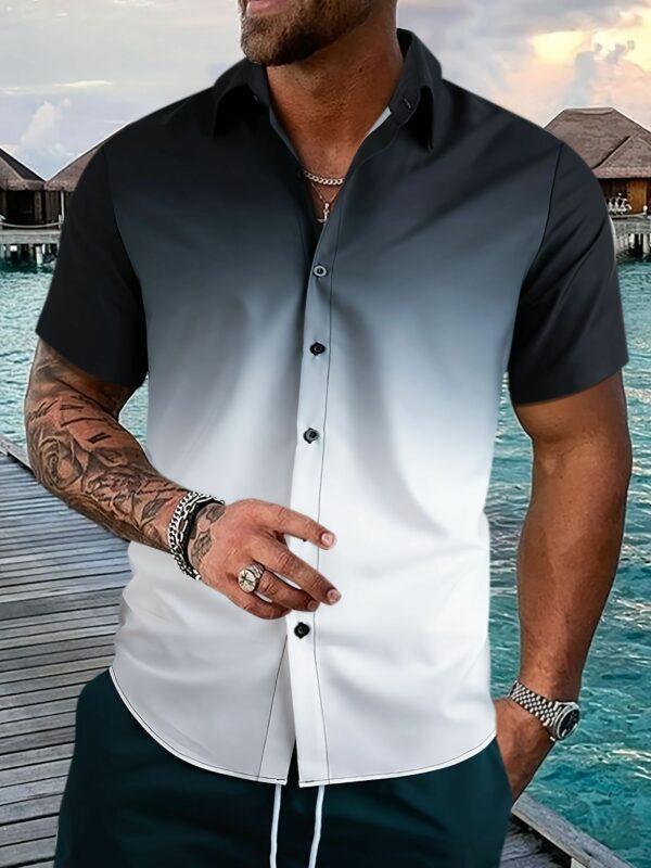 Beach Surfing European And American Foreign Trade 3D Digital Geometry Hawaii Printing Men Short Sleeve - Image 4