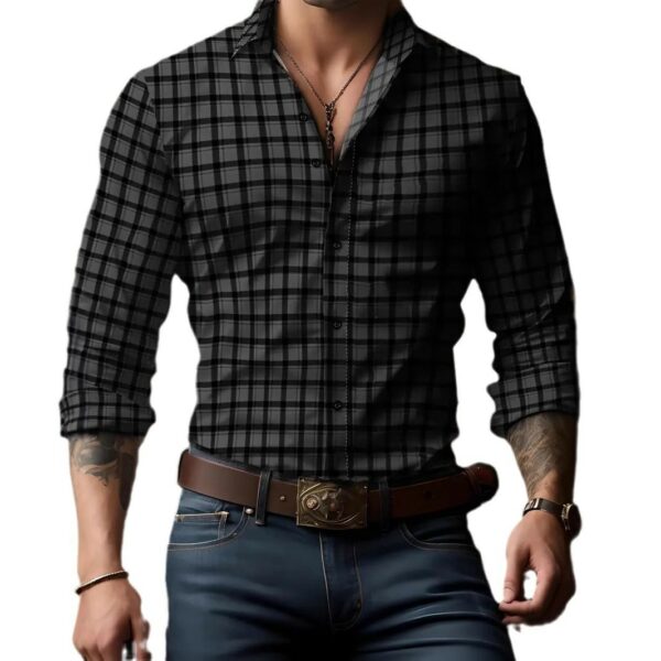 Breathable Volkswagen Casual Versatile Lattice Men's Long Sleeve Shirt - Image 4