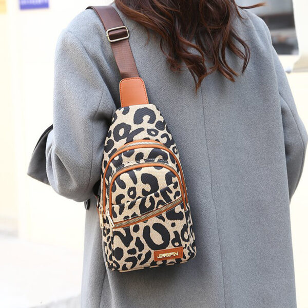 Leopard Print Sling Chest Bag With Headphone Jack Crossbody Backpack Shoulder Bag Women - Image 6
