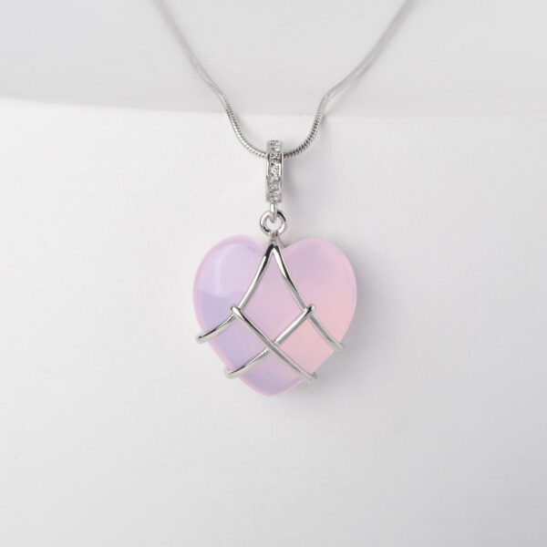 Titanium Steel Zircon Heart Necklace - Image 3