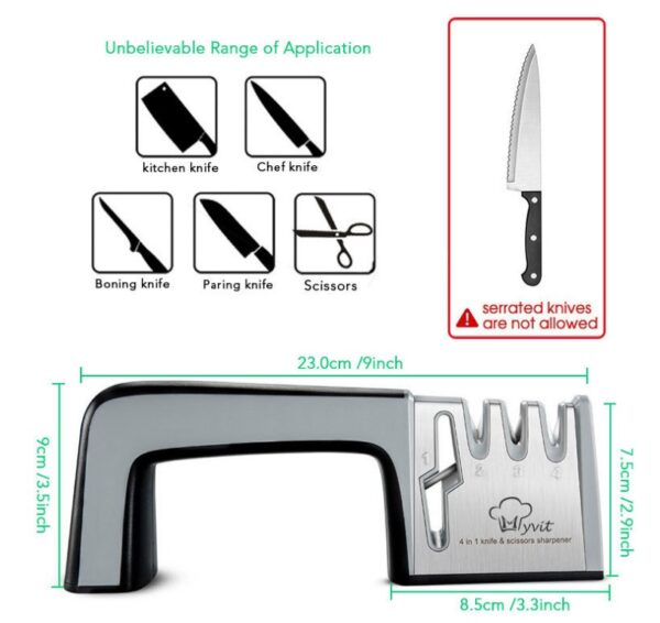 A Four-in-one Family Uses A Sharpener To Sharpen A Kitchen Knife - Image 4