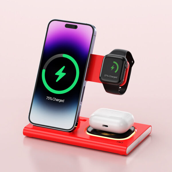 3 IN 1 15W Wireless Charging Charger Magnetic Desktop Night Light Iwatch Fast Charging Stand Gift Customization - Image 6