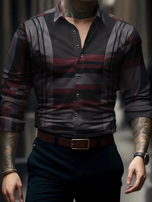 Breathable Volkswagen Casual Versatile Lattice Men's Long Sleeve Shirt - Image 2