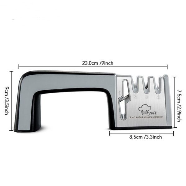 A Four-in-one Family Uses A Sharpener To Sharpen A Kitchen Knife - Image 6