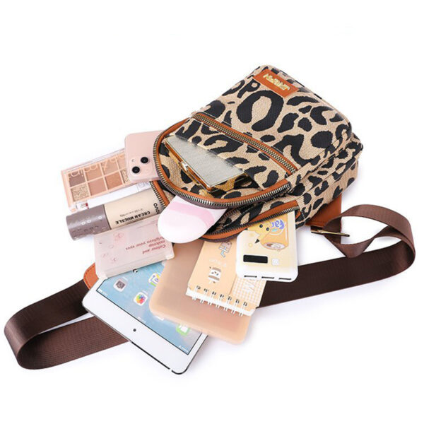Leopard Print Sling Chest Bag With Headphone Jack Crossbody Backpack Shoulder Bag Women - Image 4