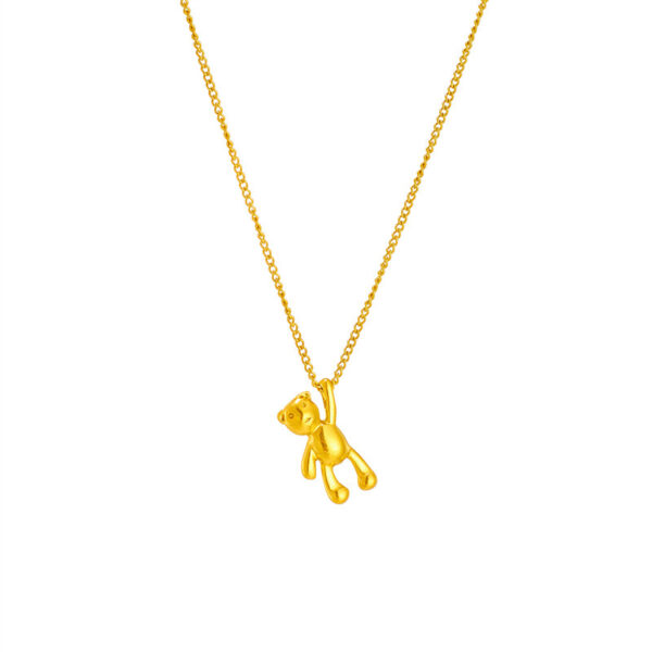 Cute Cartoon Three-dimensional Bear Necklace Titanium Dteel Chain Versatile Pendant Necklace - Image 4