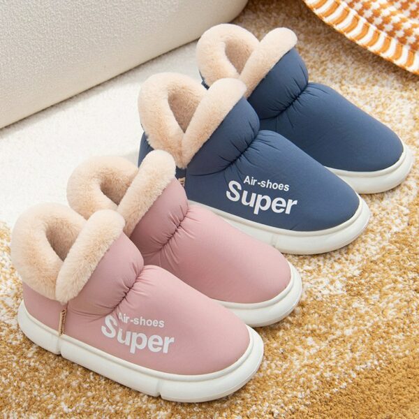 Warm House Shoes Plush Fleece High Back Heel Slippers Home Winter Warm Couple Shoes - Image 7