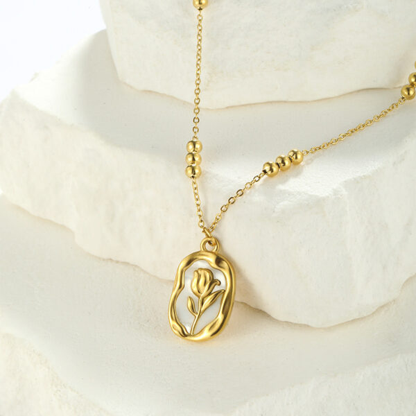 Simple Rose White Shell Pendant Necklace For Women - Image 8