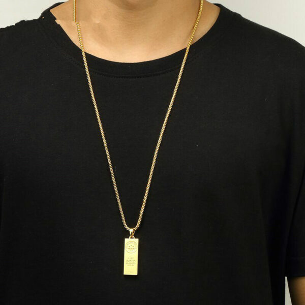 Gold Bar Hip Hop Necklace Pendant - Image 3