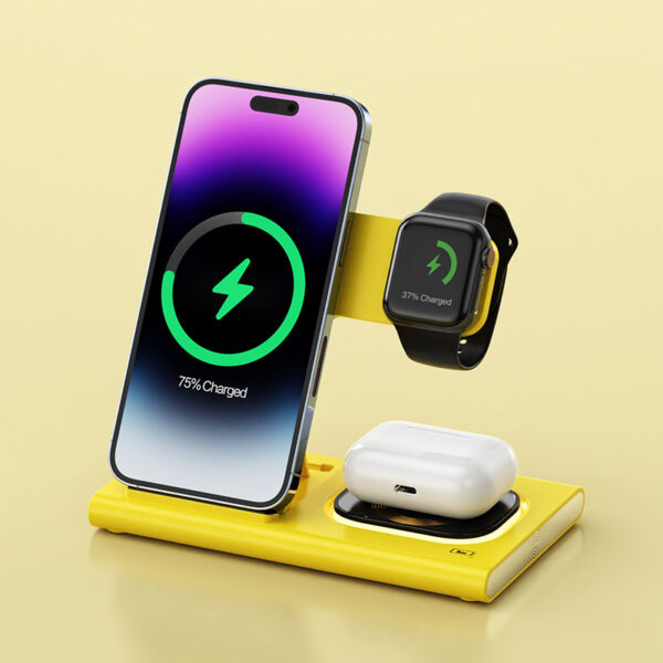 3 IN 1 15W Wireless Charging Charger Magnetic Desktop Night Light Iwatch Fast Charging Stand Gift Customization - Image 4