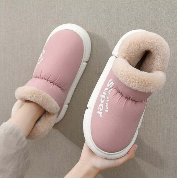 Warm House Shoes Plush Fleece High Back Heel Slippers Home Winter Warm Couple Shoes - Image 8