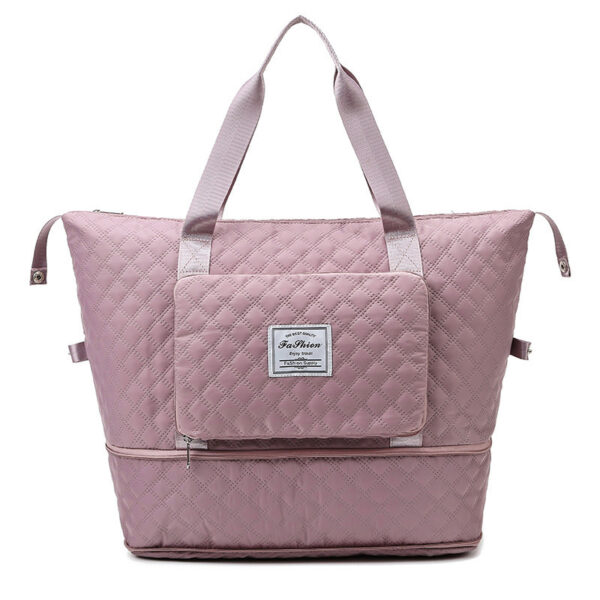 Foldable Travel Duffle Bag With Rhombus Sewing Design Large Capacity Fitness Handbag Portable Versatile Shoulder Bags Expandable Organizer - Image 8