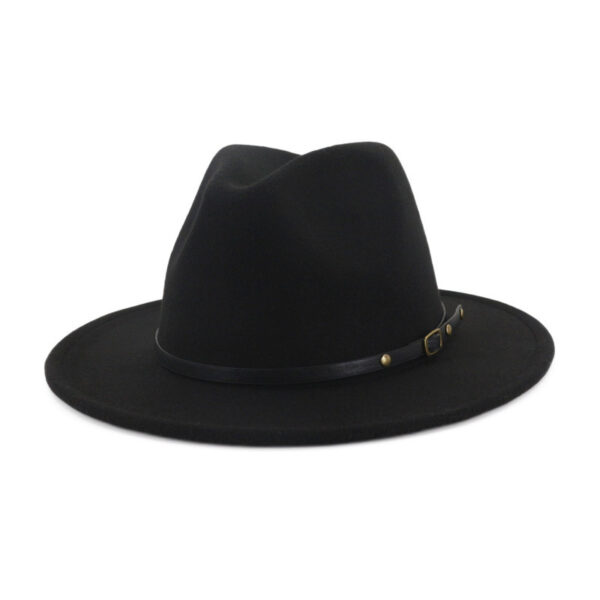European And American Popular Woolen Top Color Matching Flat Brim Fedora Jazz Hat - Image 10