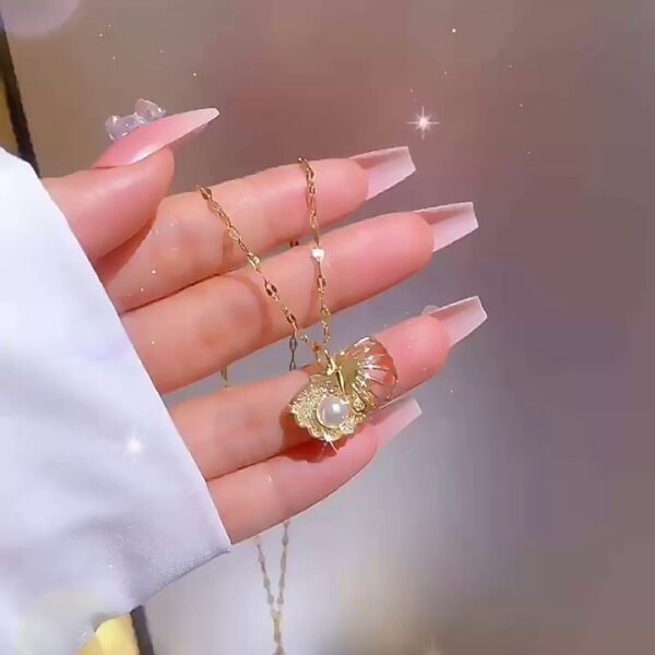 A Necklace Full Of Diamond Microencrusted Zircon Wisps Empty Shell Pearls - Image 2