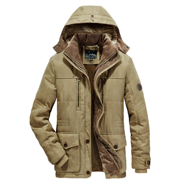 Plus Size Men's Cotton-padded Coat Multi-pocket Fleece-lined Thickened - Image 5
