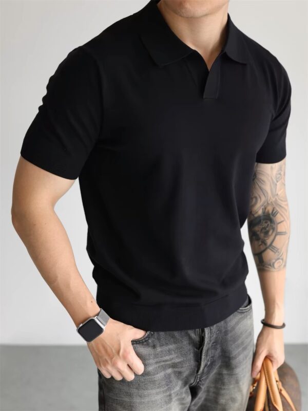 Summer Men's Cool Loose Lapels T-shirt - Image 3