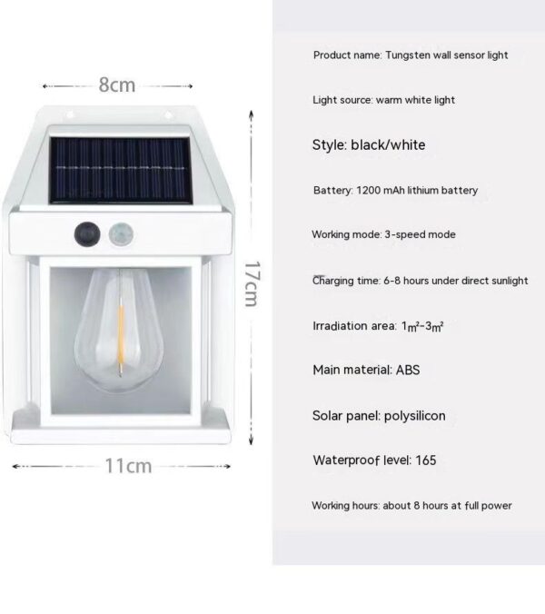 Outdoor Solar  Waterproof Tungsten Induction Garden Wall Lamp - Image 10