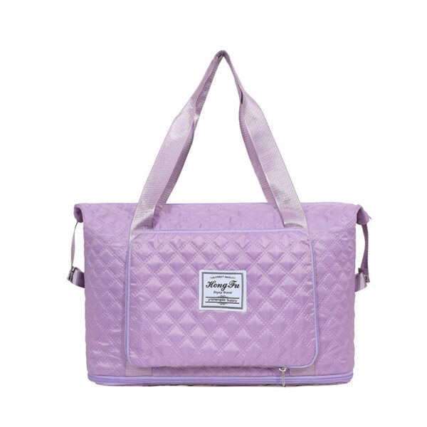 Foldable Travel Duffle Bag With Rhombus Sewing Design Large Capacity Fitness Handbag Portable Versatile Shoulder Bags Expandable Organizer - Image 3