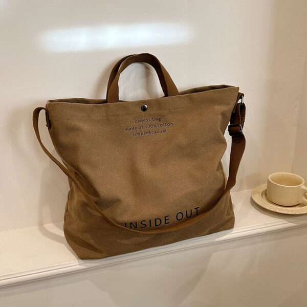 Large-capacity Canvas Bags Women Casual Fashion Totes Alphabet Print Shoulder Bag With Adjustable Strap Retro Handbag For Shopping - Image 7