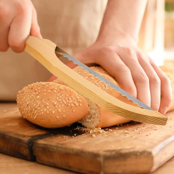Wooden Bread Slicing Knife With Serrated Teeth - Image 2